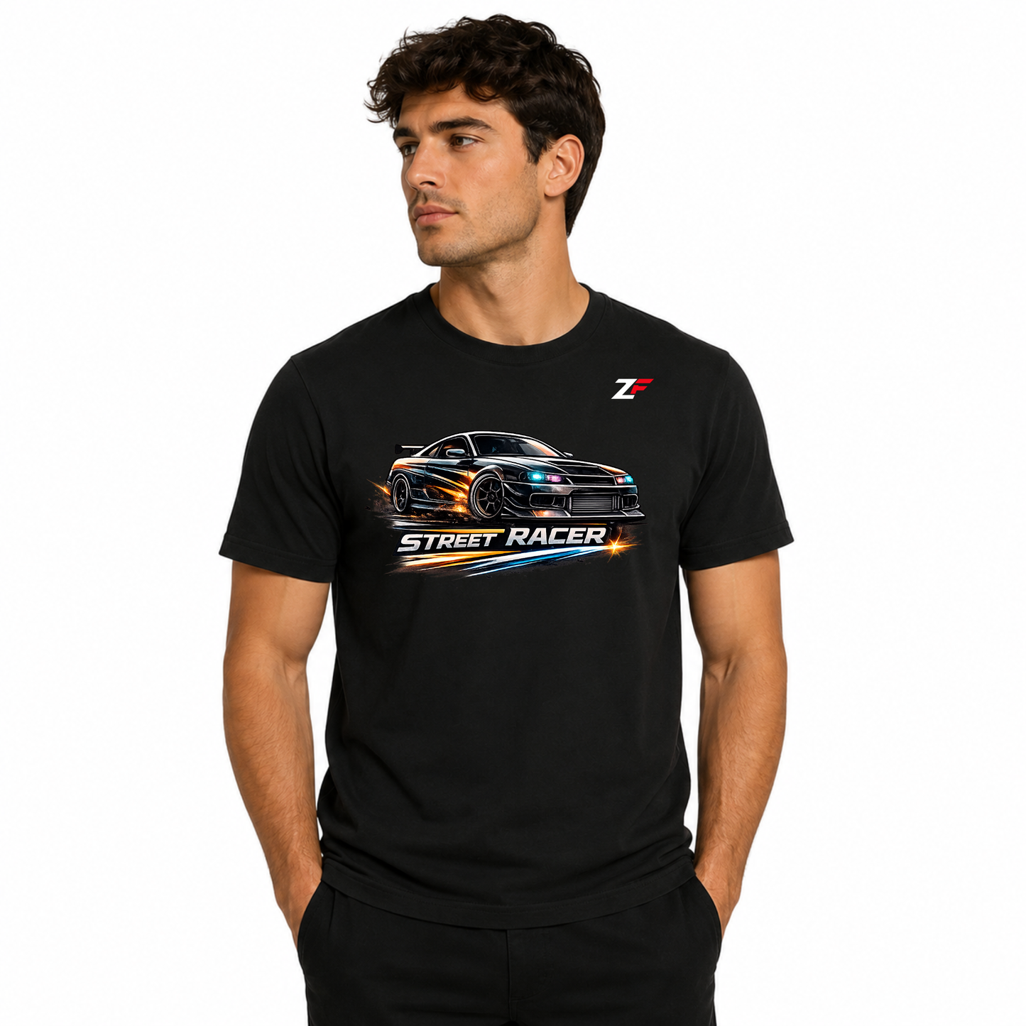 Street Racer Oversized Graphic T-Shirt Black