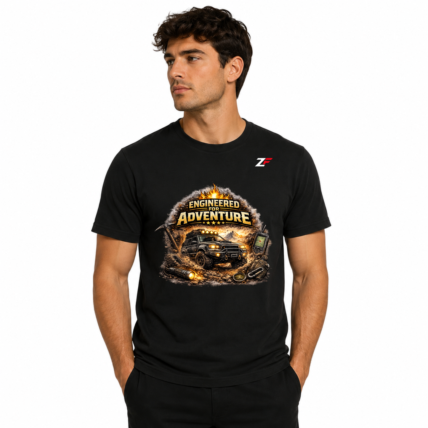Engineered for Adventure Oversized Graphic T-Shirt Black