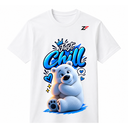 Just Chill Polar Bear T-Shirt | Cute Blue Graphic Relaxed Fit Tee