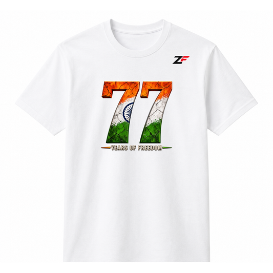 77 Years of Freedom India Independence Day Graphic T-Shirt | 1947–2026