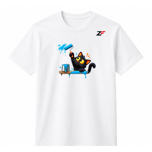 Creative Cat Painter Graphic T-Shirt – Fun Art & Creativity Printed Tee
