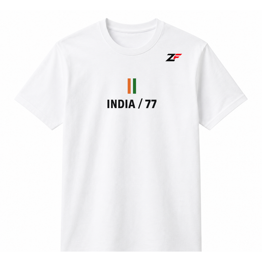India 77 Patriotic T-Shirt | Freedom Day 2026 Front & Back Graphic Tees