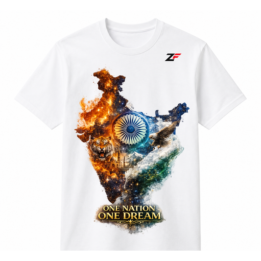 One Nation One Dream India T-Shirt | Patriotic India Map Graphic Tees