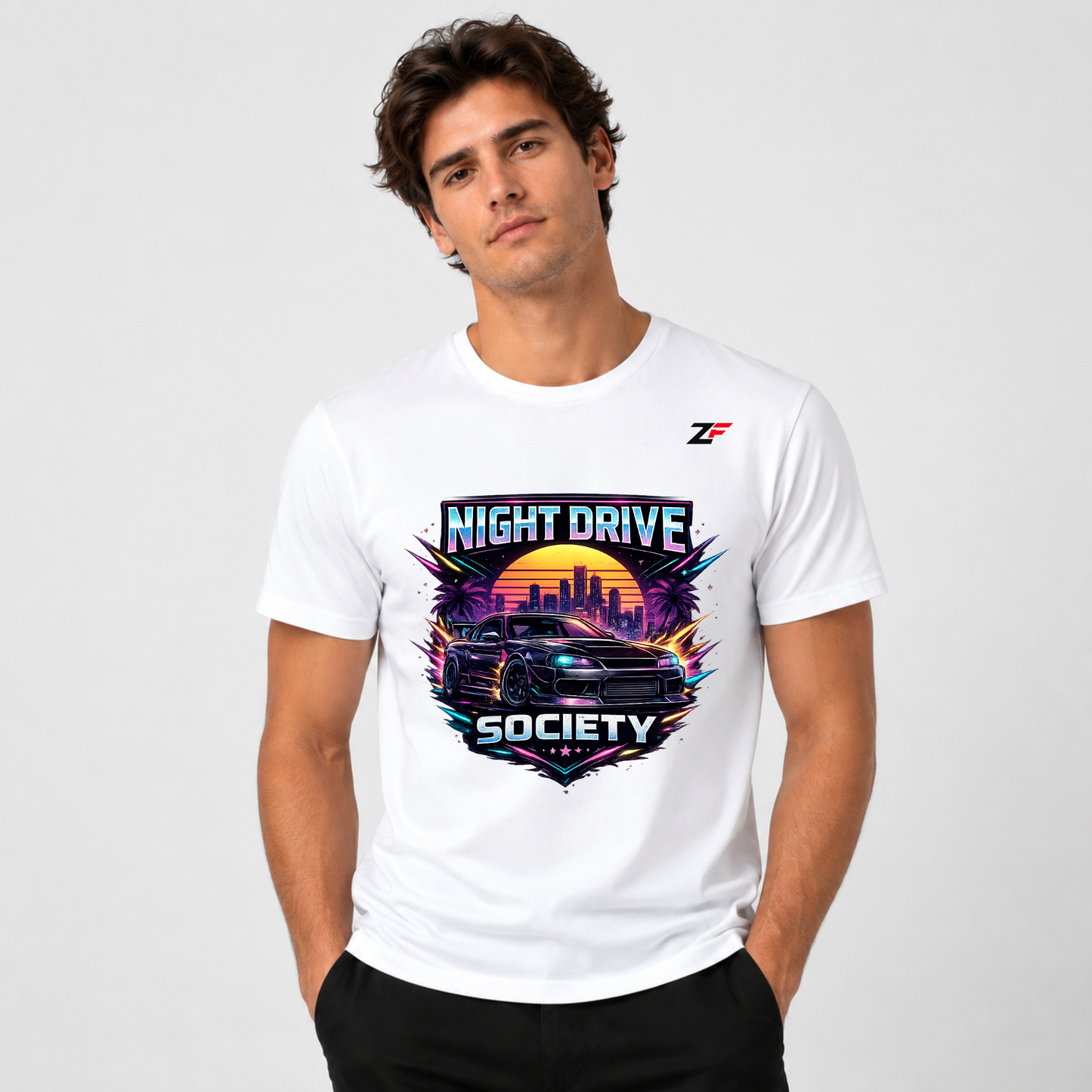 Night Drive Society Oversized Graphic T-Shirt white