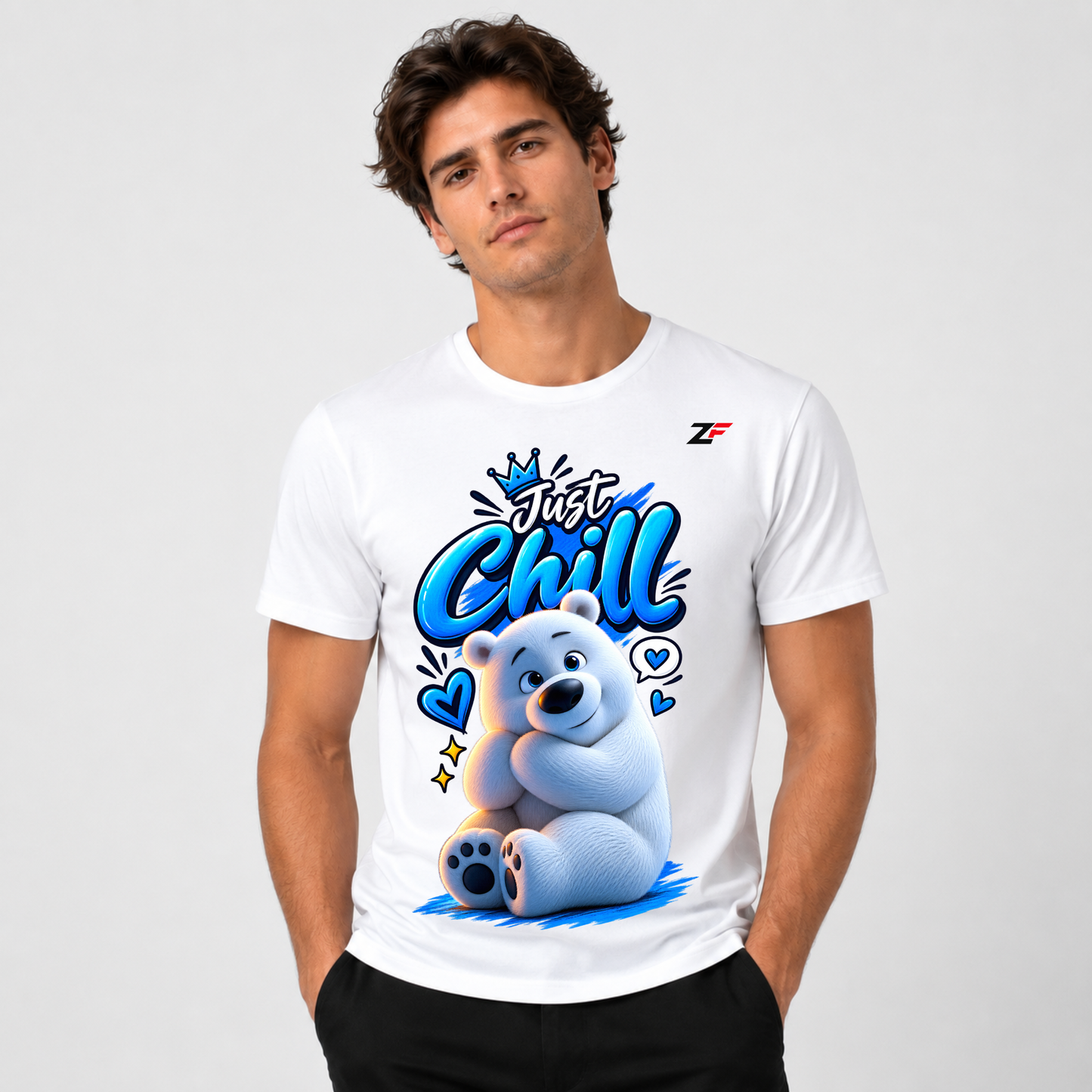 Just Chill Polar Bear T-Shirt | Cute Blue Graphic Relaxed Fit Tee