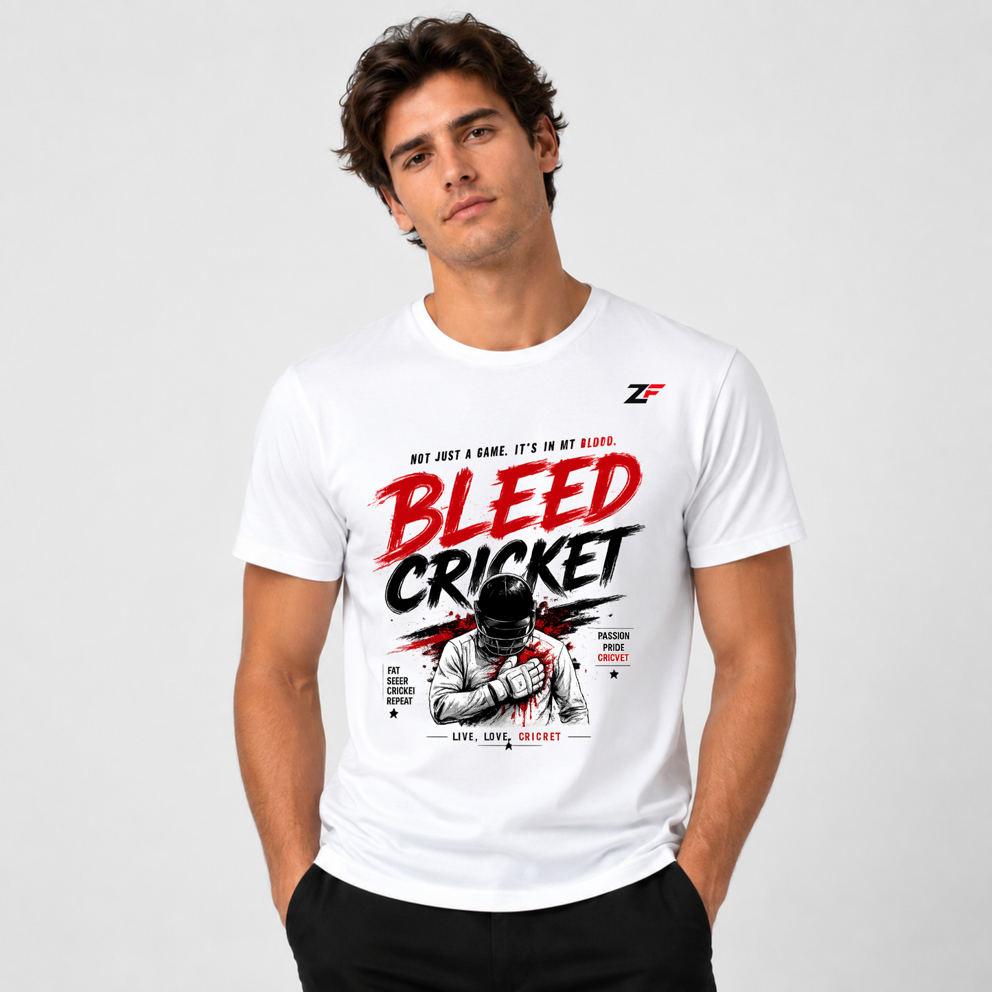 Bleed Cricket Oversized White T-Shirt