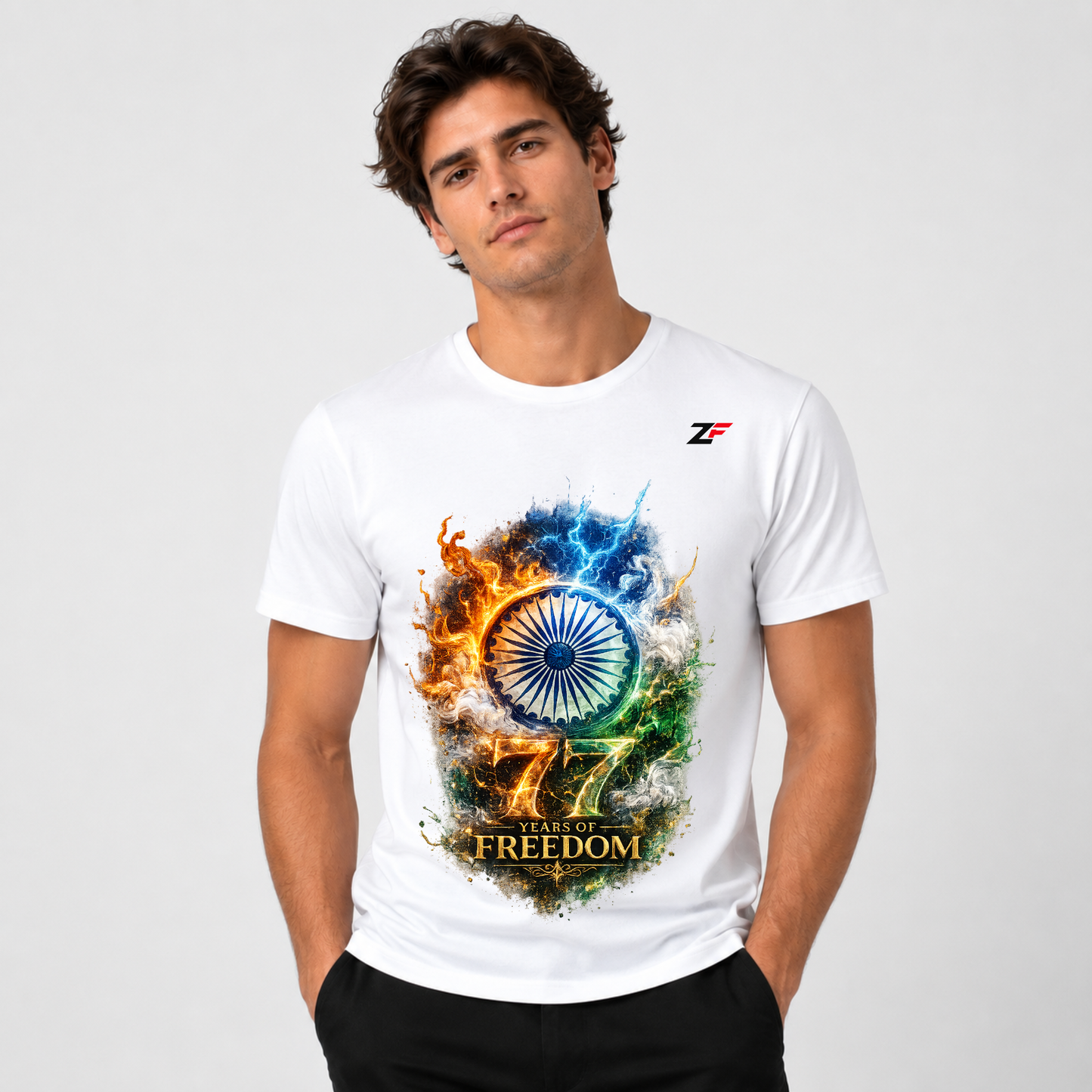 77 Years of Freedom T-Shirt | Ashoka Chakra Patriotic Graphic Tees