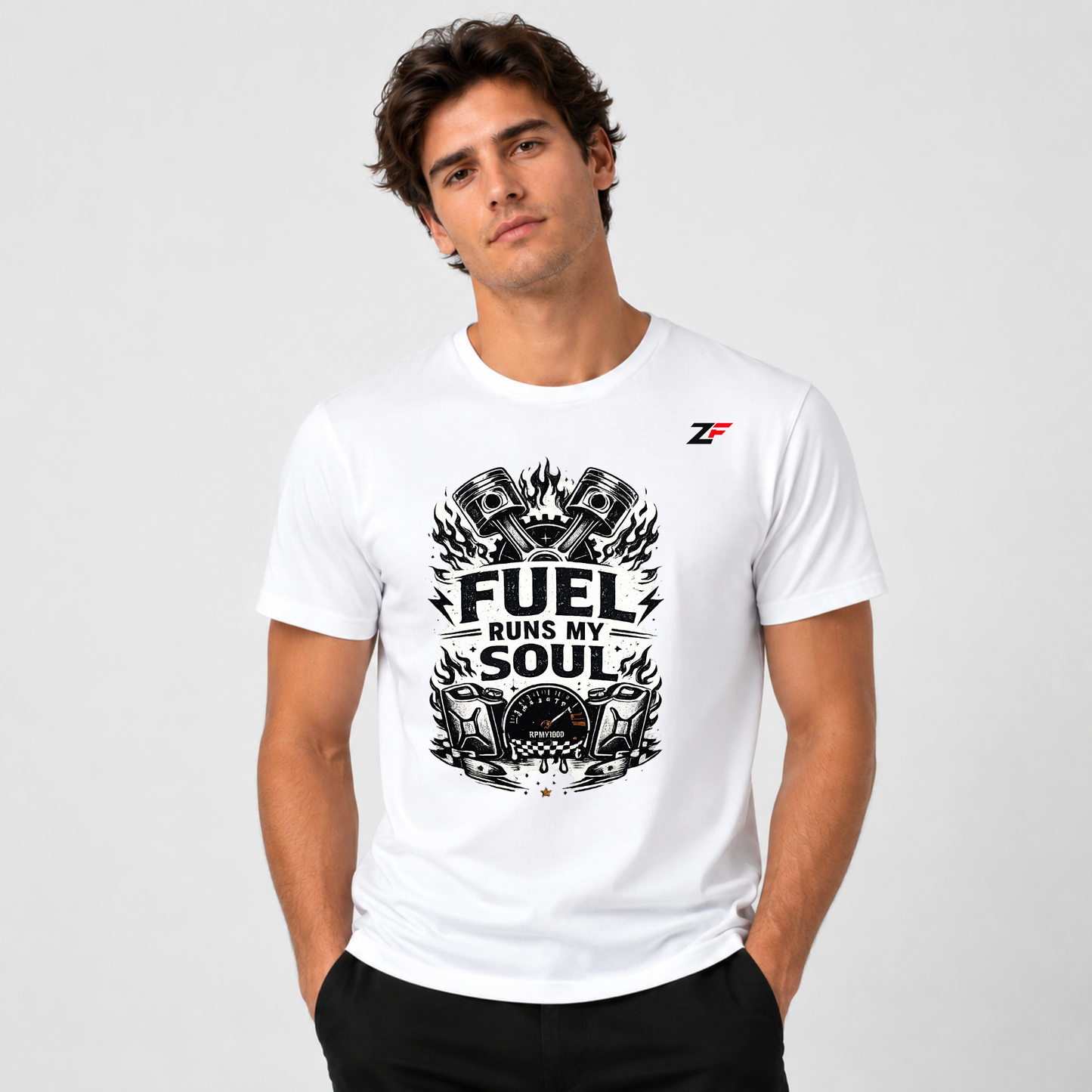 Fuel Runs My Soul Oversized Graphic T-Shirt White