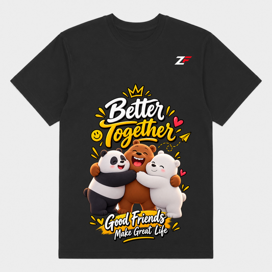 Better Together Good Friends T-Shirt | Cute Friendship Bear Graphic Printed Tee