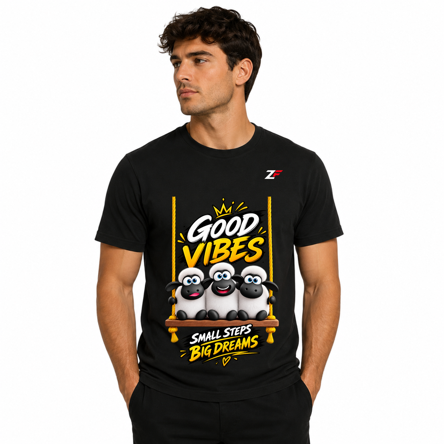 Good Vibes Sheep T-Shirt – Small Steps Big Dreams Graphic Tee