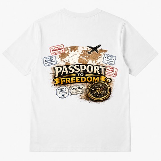 Passport to Freedom Oversized Graphic T-Shirt white