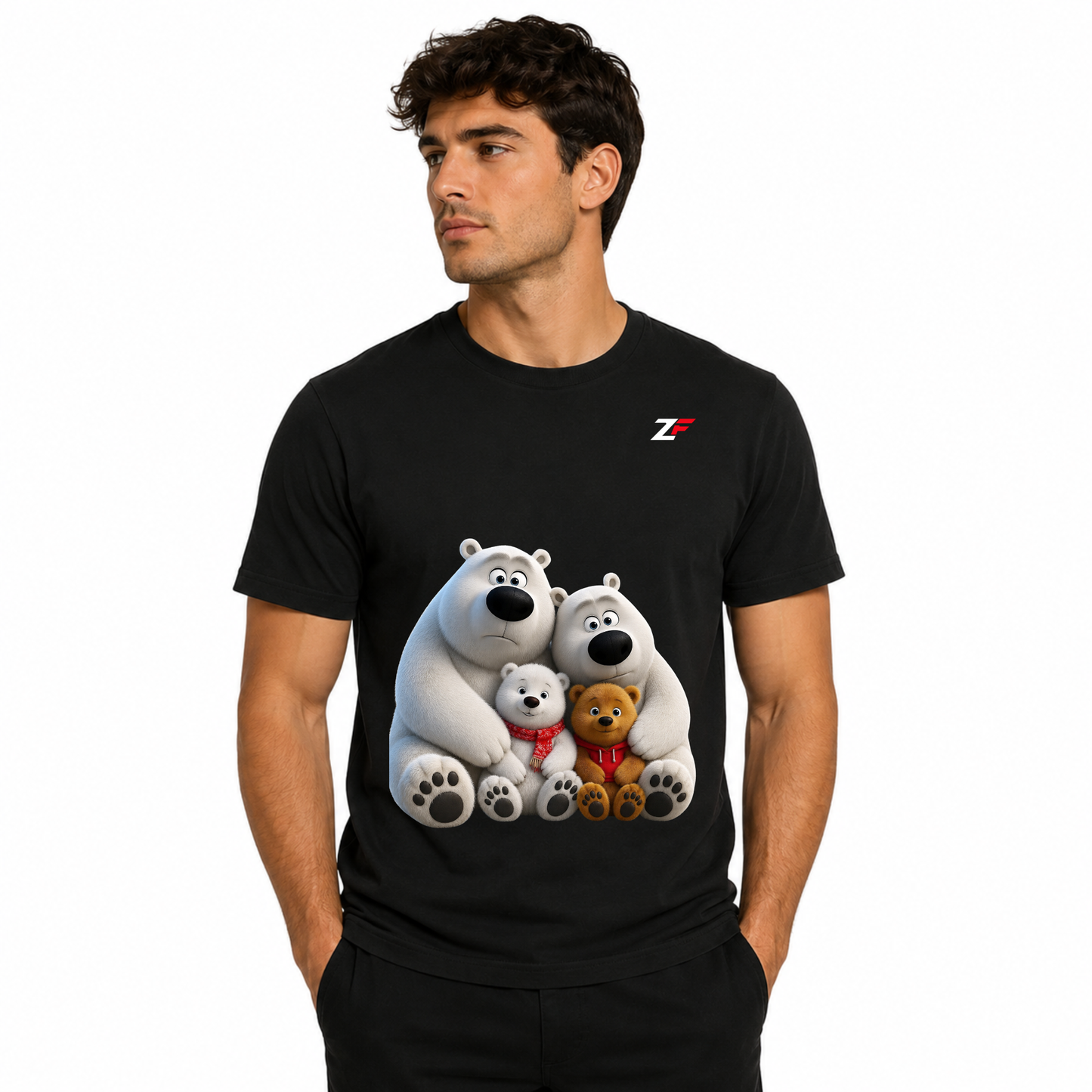 Family Polar Bear T-Shirt for Men & Women | Cute Bear Family Graphic Printed T-Shirt