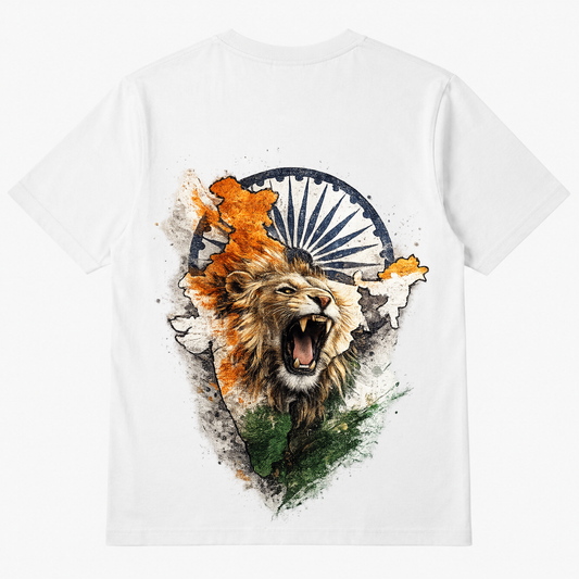 Indian Pride Lion T-Shirt | Ashoka Chakra & India Map Graphic Tees