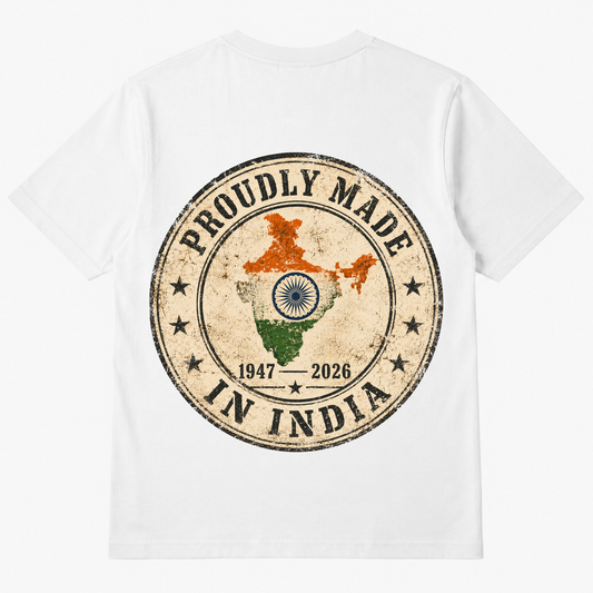 Proudly Made in India T-Shirt | Indian Map Patriotic Graphic Tee