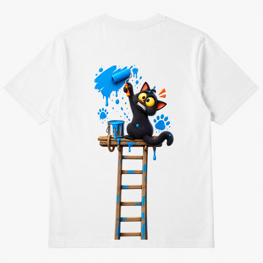 Creative Cat Painter Graphic T-Shirt – Fun Art & Creativity Printed Tee