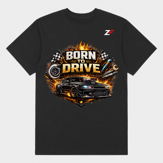 Born to Drive Oversized Graphic T-Shirt Black