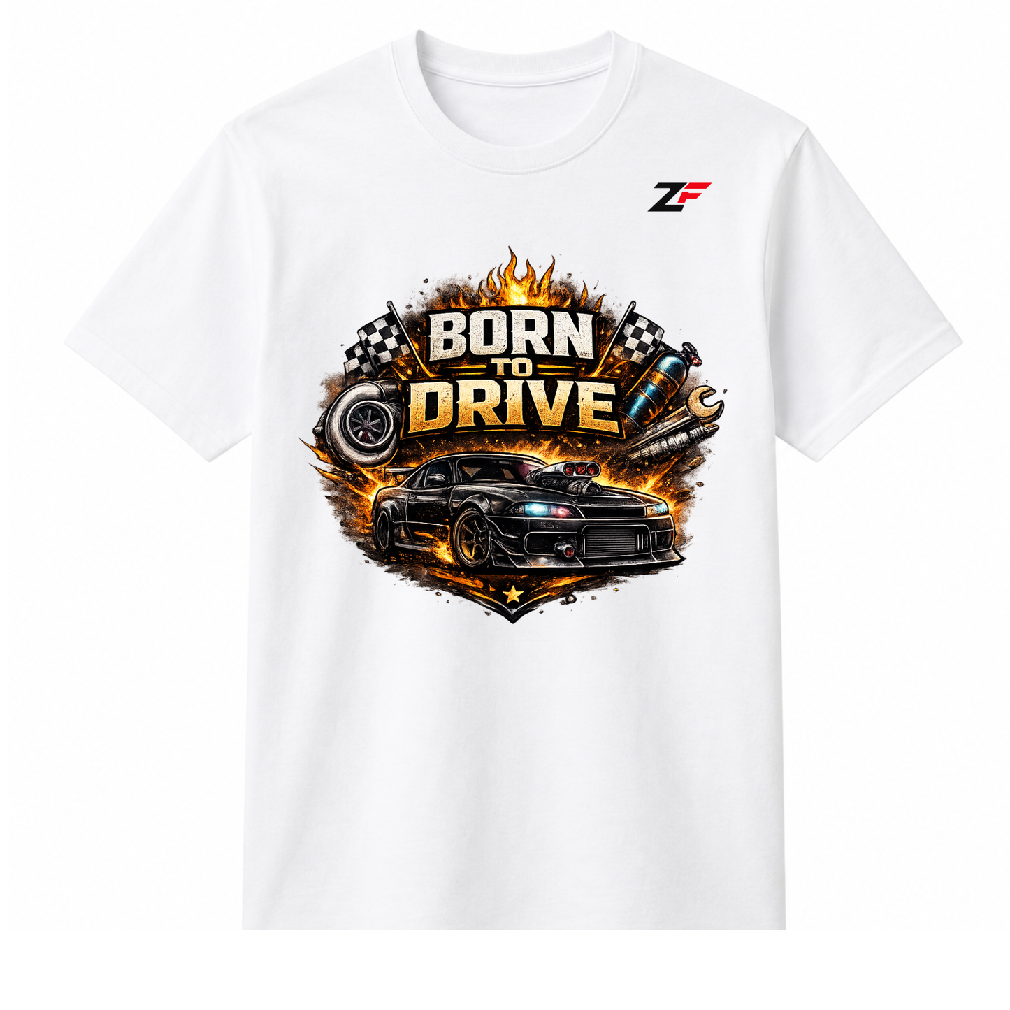 Born to Drive Oversized Graphic T-Shirt White