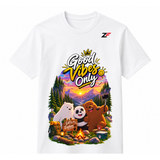 Good Vibes Only T-Shirt | Cute Bear Adventure Graphic White & Black Tee