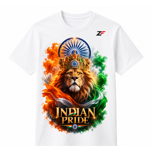Indian Pride T-Shirt | Royal Lion & Ashoka Chakra Patriotic Graphic Tees