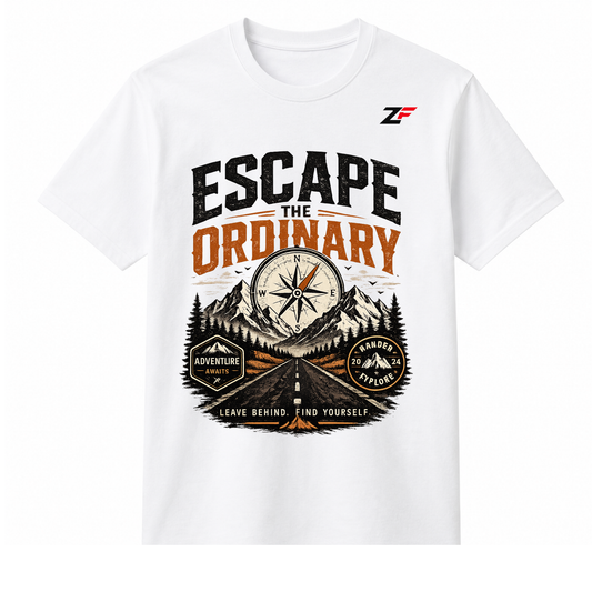 Escape the Ordinary Adventure Graphic Oversized T-Shirt White