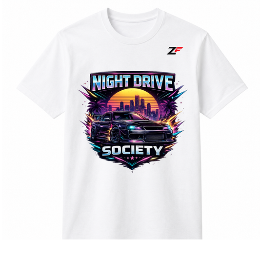 Night Drive Society Oversized Graphic T-Shirt white