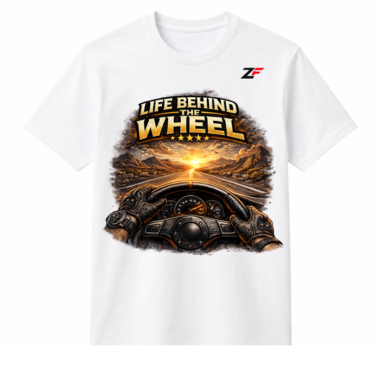 Life Behind the Wheel Oversized Graphic T-Shirt White