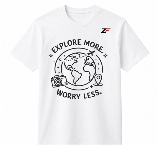 Explore More Worry Less Travel Graphic Oversized T-Shirt White