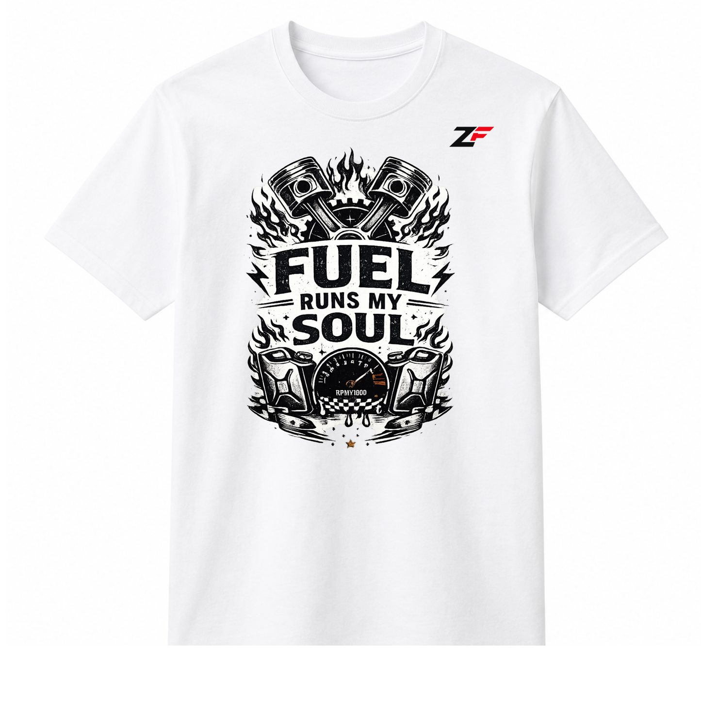 Fuel Runs My Soul Oversized Graphic T-Shirt White