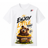 Enjoy the Little Things Bear T-Shirt | Cute Positive Quote Graphic Printed White Tee