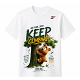 Keep Climbing Bear T-Shirt | No Fear Motivational Graphic White Tee