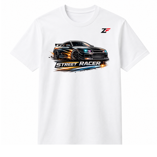 Street Racer Oversized Graphic T-Shirt White
