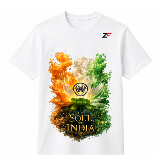 The Soul of India T-Shirt | Patriotic Lotus & Ashoka Chakra Graphic Tees