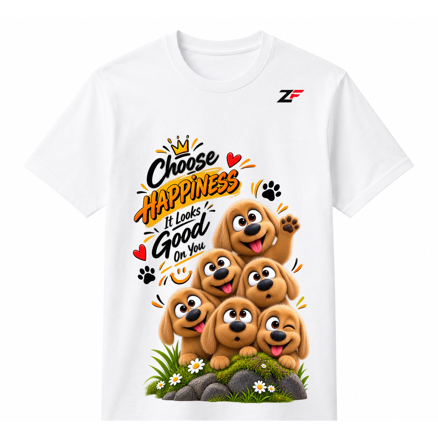 Choose Happiness Dog Graphic T-Shirt – It Looks Good on You Printed Tee