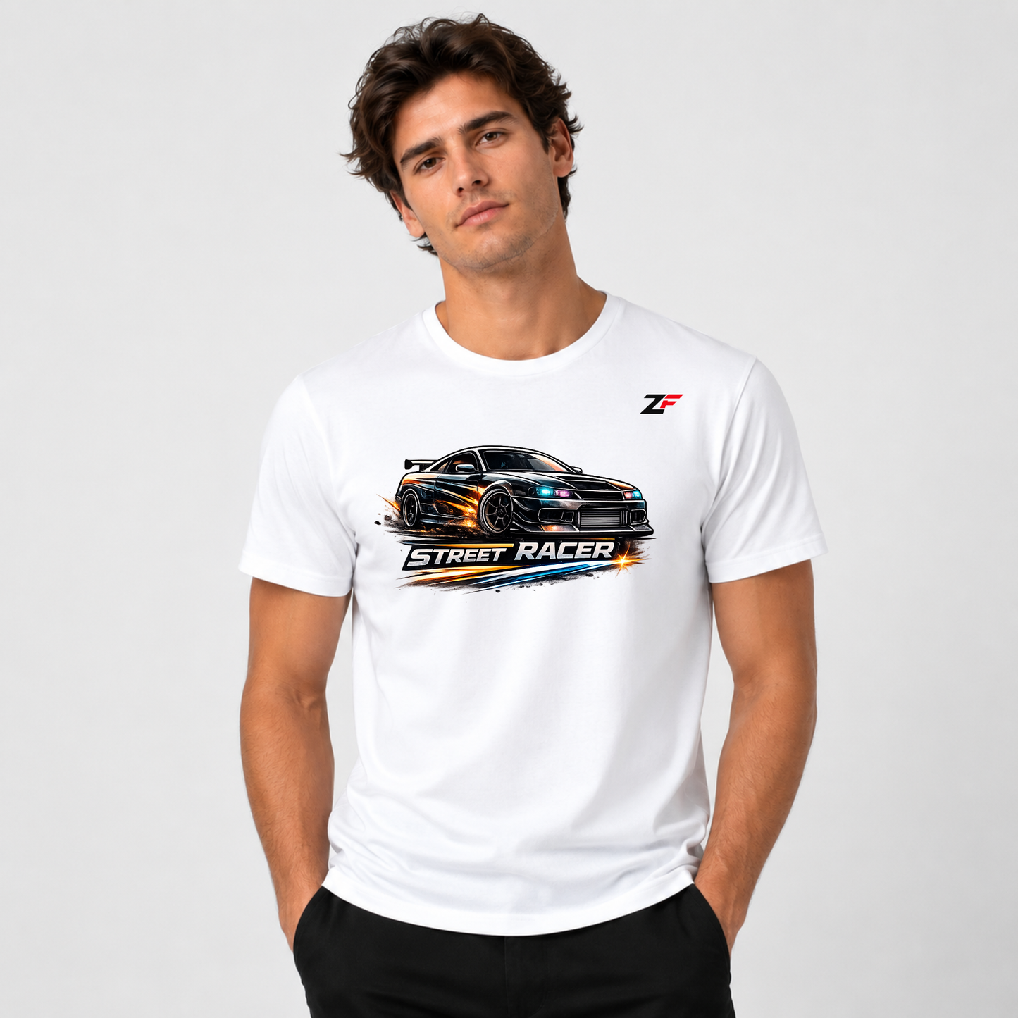 Street Racer Oversized Graphic T-Shirt White