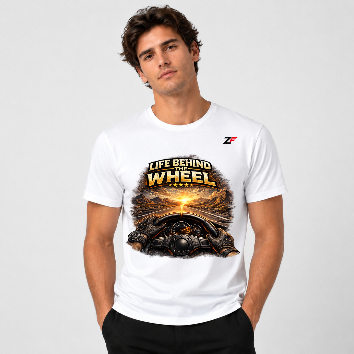 Life Behind the Wheel Oversized Graphic T-Shirt White