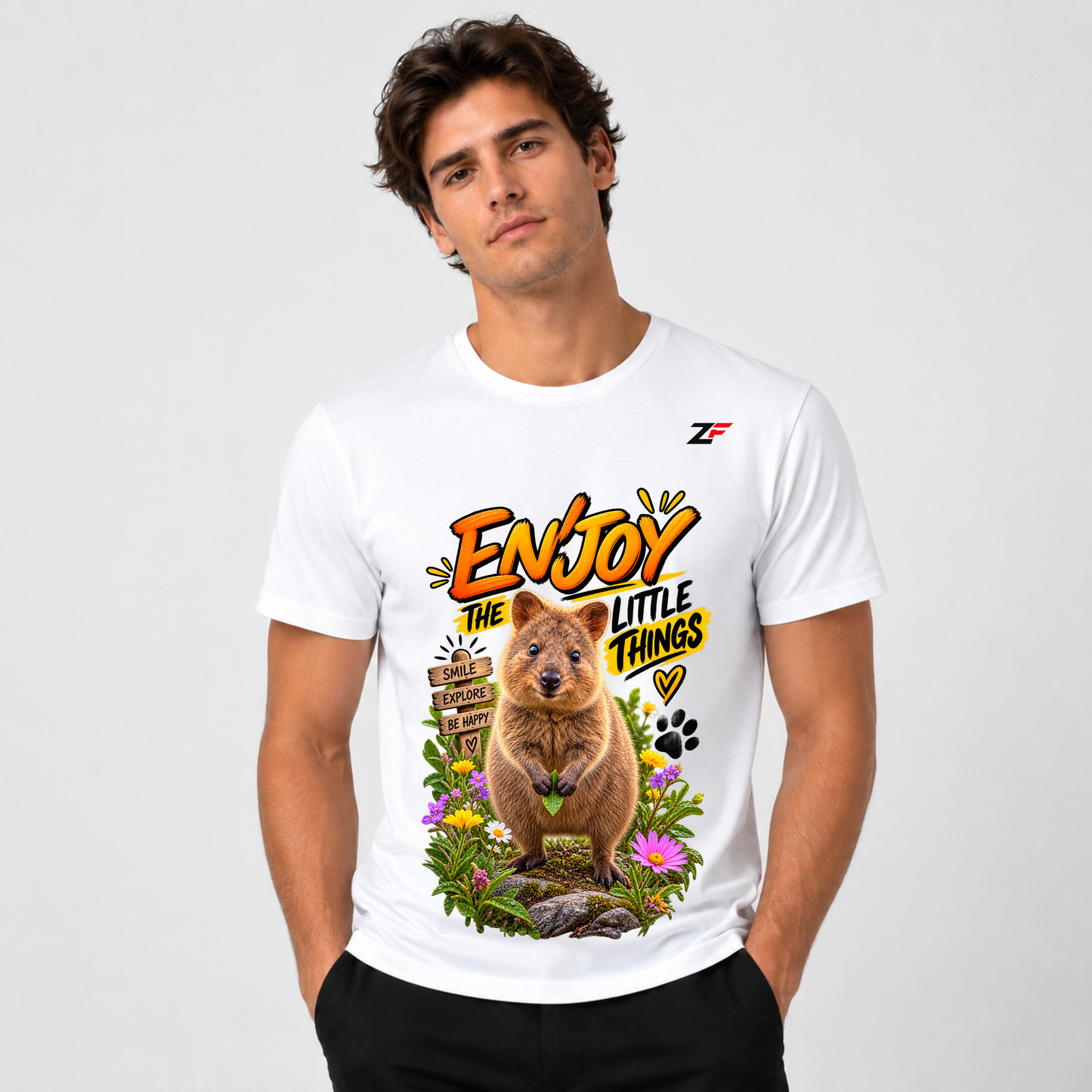 Enjoy the Little Things Quokka T-Shirt – Cute Animal Graphic Tee