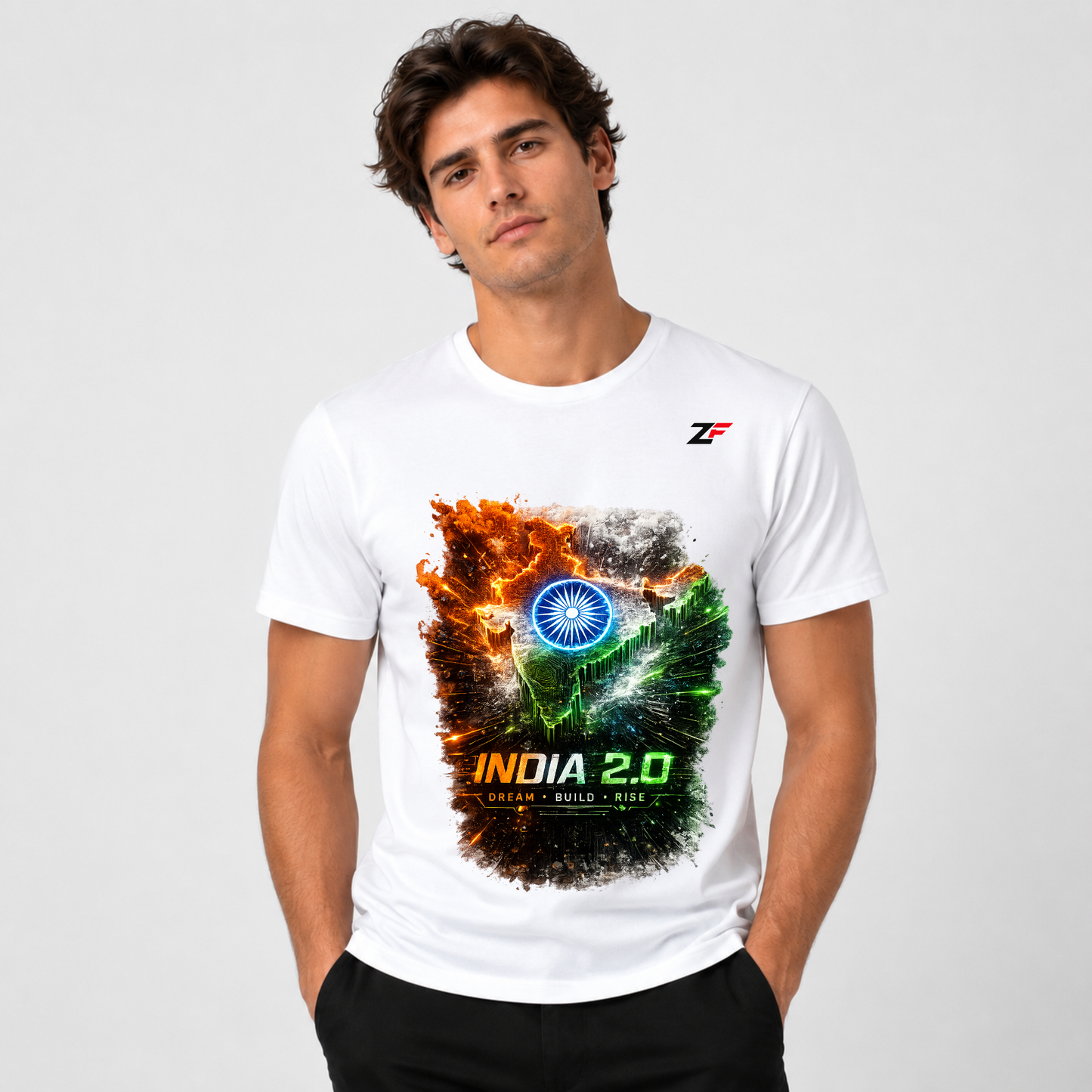 India 2.0 T-Shirt | Dream Build Rise Patriotic Graphic Tees