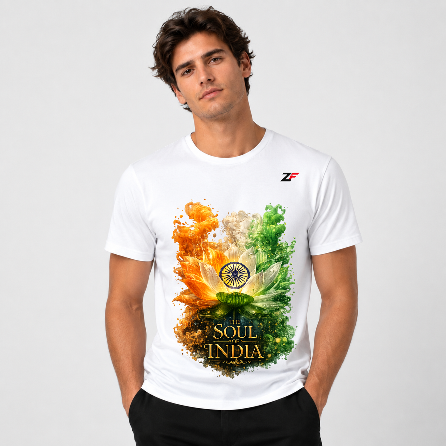 The Soul of India T-Shirt | Patriotic Lotus & Ashoka Chakra Graphic Tees