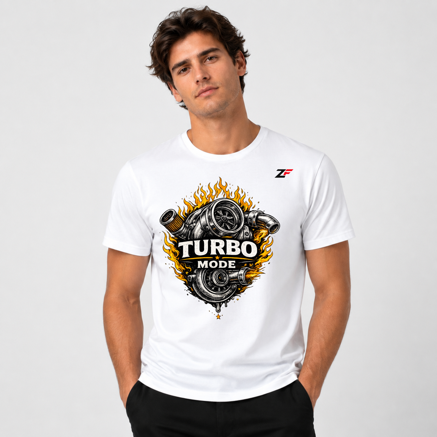 Turbo Mode Oversized Graphic T-Shirt White