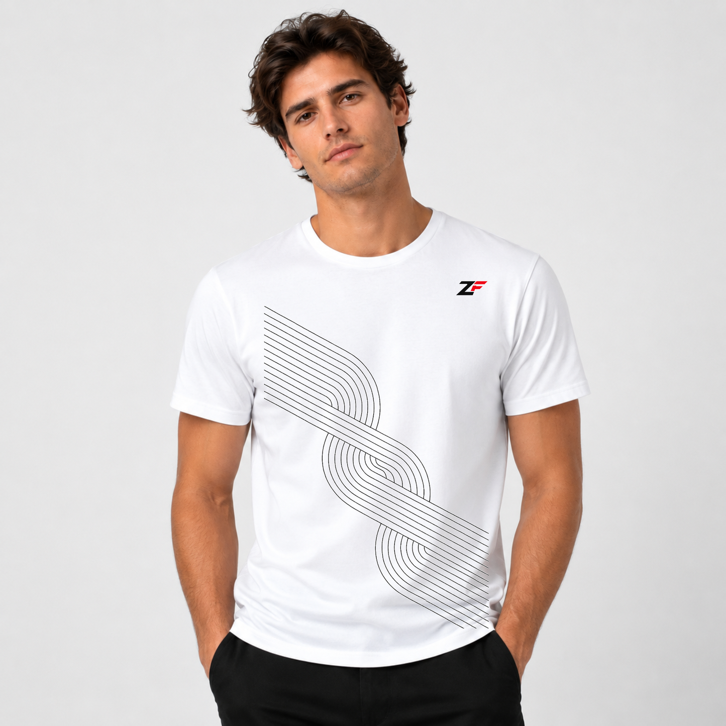 Minimal Flow Line Graphic Oversized T-Shirt