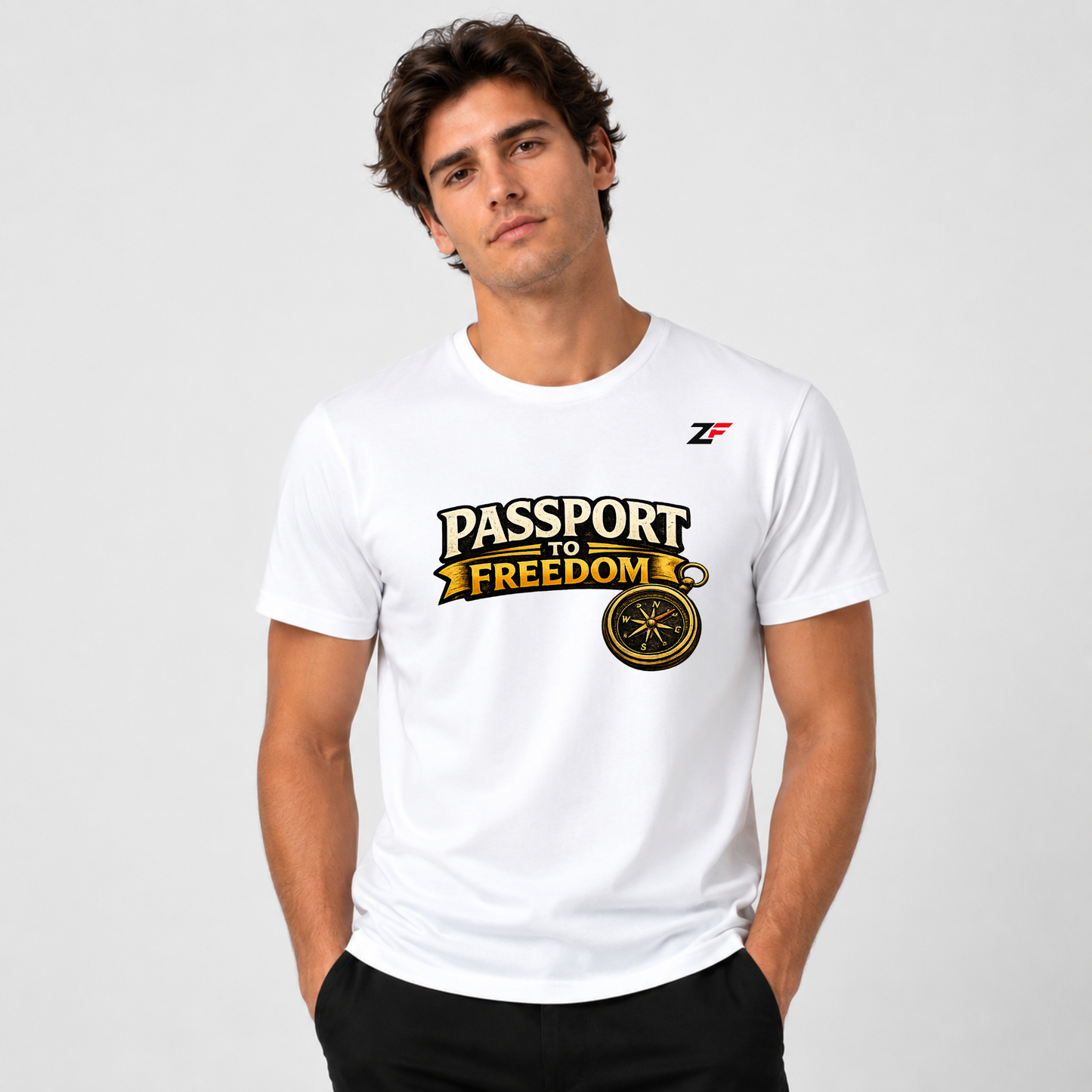 Passport to Freedom Oversized Graphic T-Shirt white
