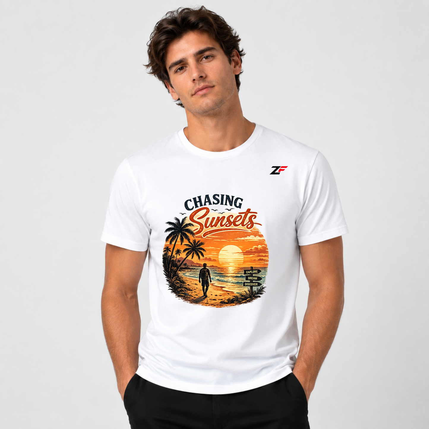 Chasing Sunsets Tropical Beach Oversized T-Shirt