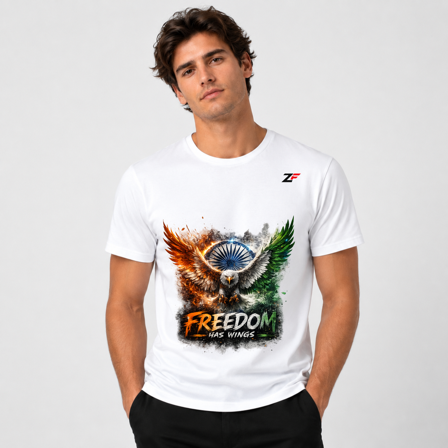 Freedom Has Wings T-Shirt | Eagle & Ashoka Chakra Patriotic Graphic Tee