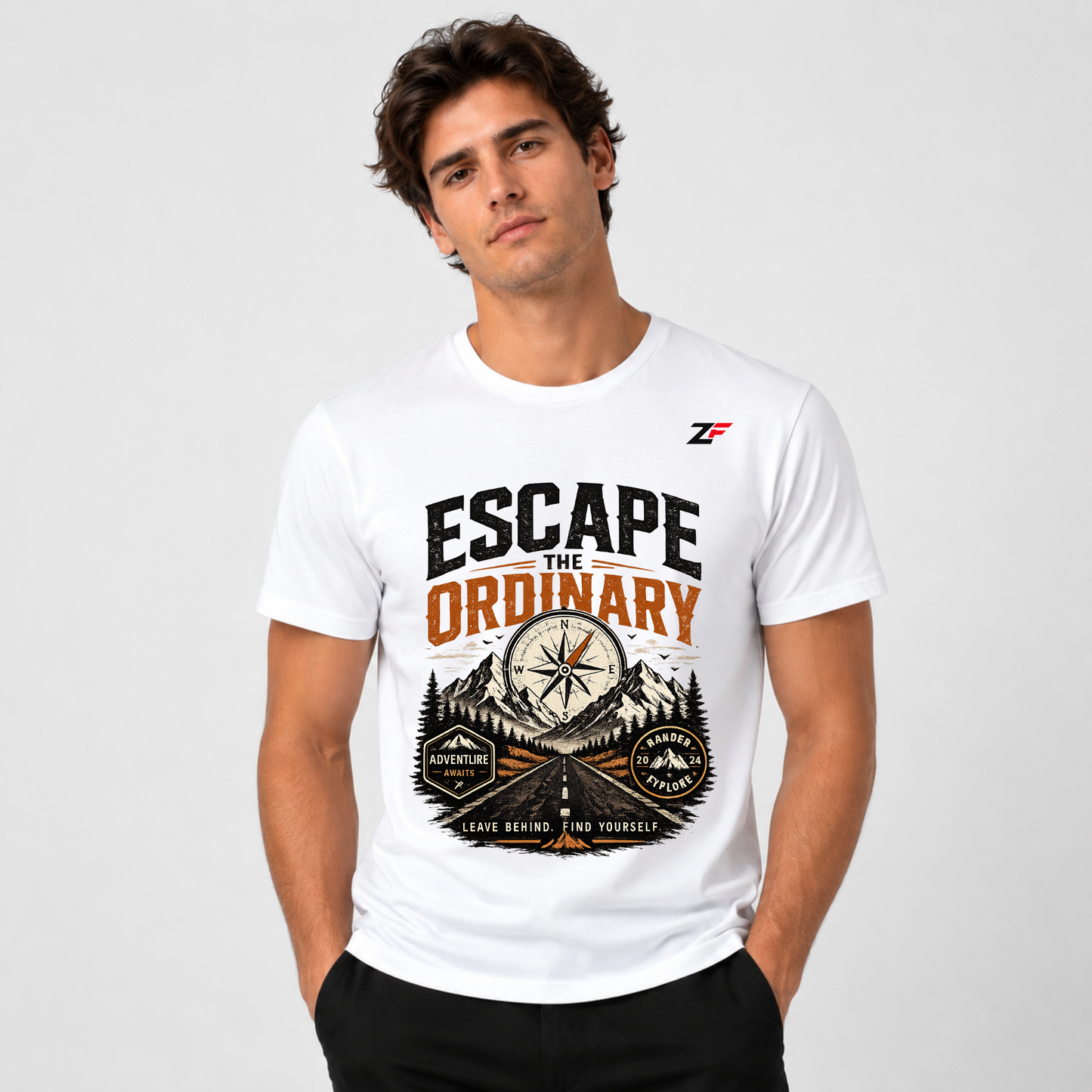 Escape the Ordinary Adventure Graphic Oversized T-Shirt White