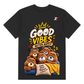 Good Vibes Better Naps T-Shirt | Cute Sleeping Bear Graphic Printed Black Tee