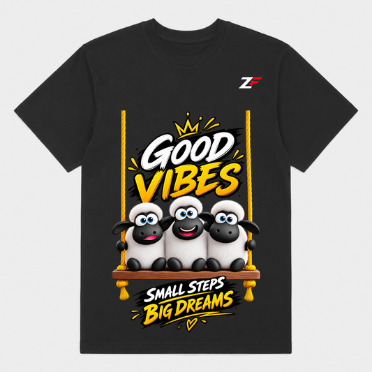 Good Vibes Sheep T-Shirt – Small Steps Big Dreams Graphic Tee