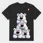 Cute Polar Bear Family T-Shirt | Adorable Bear Graphic Printed Black T-Shirt