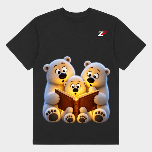 Cute Bear Family Reading Book T-Shirt | Adorable Teddy Bear Graphic Printed