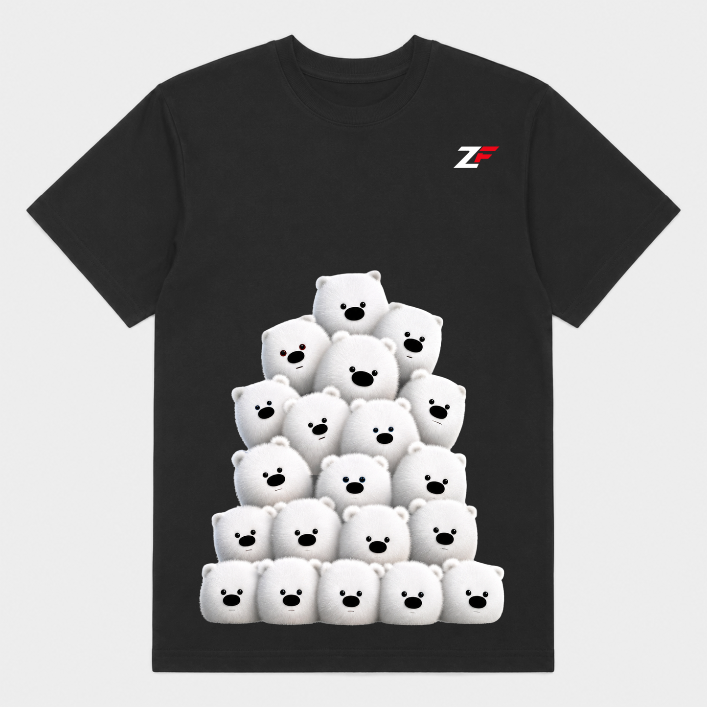 Cute Polar Bear Graphic T-Shirt for Men & Women | Adorable Bear Print Black T-Shirt
