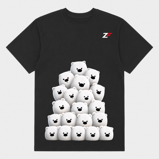 Cute Polar Bear Graphic T-Shirt for Men & Women | Adorable Bear Print Black T-Shirt